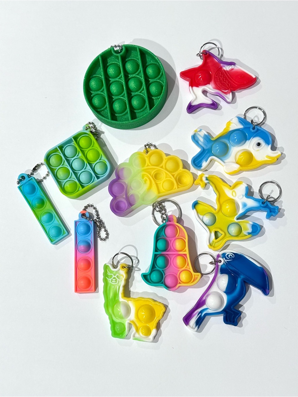 Fidget Pop It Keychain Bundle Lot of 11